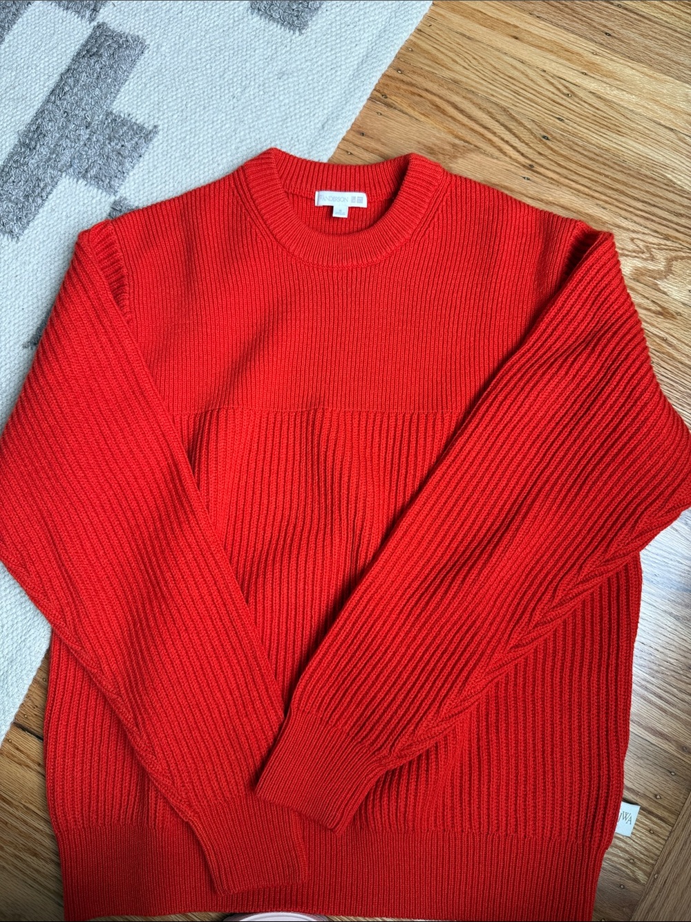 Uniqlo Bright Red Ribbed Crewneck Sweater